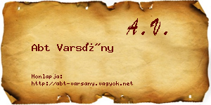 Abt Varsány névjegykártya